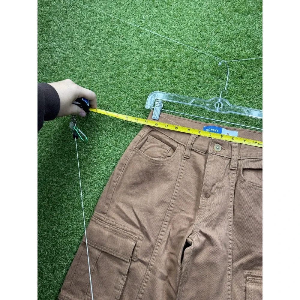 Old Navy Cargo Pants Girls 12 Brown Wide Leg Utility Pockets Cotton Brown NWT